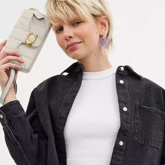 Coach Tabby Nappa Leather Crossbody Wristlet With Pillow Quilting in Chalk - Picture 8 of 14